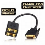 Dark DVI (Erkek) 2x VGA (Dişi) Çevirici Adaptör Siyah Gold Kaplama