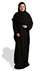 Siyah İki Parça Namaz Elbisesi Dokuma Kendinden Desenli 2502_01