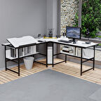 300-B Beyaz L Bilgisayar ve Çizim Masası 