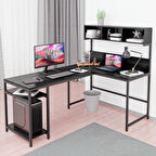 600-S Siyah Yüksek Raflı L Ofis ve Çalışma masası 