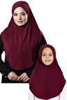 Bordo Pratik Anne Kız Kombin Tesettür Eşarp Sandy Düz Hijab 230812_16