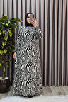 Kadın Tesettür Giyim Büyük Beden Zebra Desen Elbise 