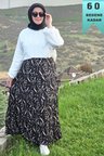 Kadın Giyim Büyük Beden Bürüncük Kumaş Beli Lastikli Fırça Desen Çingene Etek 