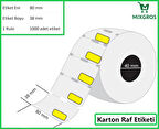 80x38 mm Karton Termal Raf Reyon Etiketi Sarı Fiyat Çerçeveli 1 Rulo: 1000 Adet Etiket