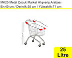 MK25 Metal Çocuk Market Alışveriş Arabası 25 Litre