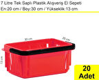 Plastik Kozmetik Alışveriş El Sepeti 7 Litre Kırmızı 20 Adet
