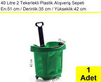 Tekerlekli Plastik Market Alışveriş El Sepeti 40 Litre Yeşil 1 Adet