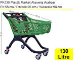 PK130 Plastik Market Alışveriş Arabası 130 Litre Yeşil
