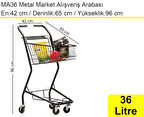 MA36 Şarküteri ve Kuruyemiş Metal Market Arabası 36 Litre Füme
