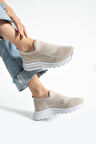 Bej Triko Günlük Kadın Sneaker