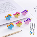 Sevimli Unicorn Silgi 3 Adet Best Friend Kolye