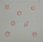 Kare Tahta Baskılı El  Boyaması Pamuklu Keten Masa Örtüsü, Açık Yavru Ağzı, Mutfak Bezi, Moli Tasarım