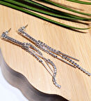 Monalisa Home Lüks Gümüş Renk Taşlı Abiye Küpe