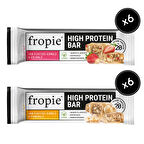 Fropie Vegan High Protein Bar 12’li Set - Yer Fıstık Ezmeli & Fındıklı & Çilekli