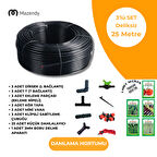 16 mm 25 Metre Deliksiz Damlama Sulama Hortumu Seti 3’li Set