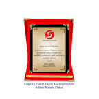 Kişiye Özel Onur ve Teşekkür Plaketi 12X16CM Kırmızı Kadife Kutulu