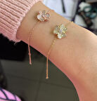 Gold Kaplama Papatya Figürlü Zincir Bileklik