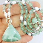 2032 Hemimorfit  Florit doğal İnci el yapımı kolye