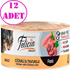 Felicia Tahılsız Ciğerli Tavuklu Kıyılmış Yaş Kedi Maması 85 Gr 12 AD