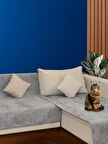 PEDRO L Köşe Koltuk Örtüsü Seti 90x180 + 180x200 cm – Şönil Kumaş, Gri