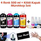 Epson 103 4x500 ml Mürekkep + Kilitli Kapak Mürekkep Seti (Muadil)