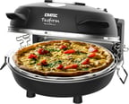 ERATEC - Pizza fırını, SET-PM-27. 400°C'ye kadar sıcaklık, 5 pişirme kademesi, pizza 4 dakika hazır, aksesuarlar dahil: 32 cm ateşe dayanıklı taş plaka, XXL tava eklentisi, pizza küreği, pizza kesici.