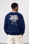 Erkek Not Basic Project Baskılı Oversize Sweatshirt Lacivert