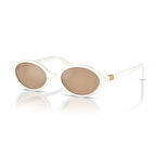 Miu Miu 04ZS 14240D 50 Kadın Aynalı Oval Beyaz Kemik Güneş Gözlüğü