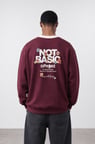 Erkek Not Basic Project Baskılı Oversize Sweatshirt Bordo