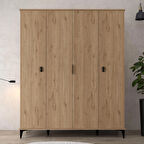 6401 Neva 4 Kapılı 200 Cm Gizli Çekmeceli Gardırop , Elbise Dolabı , Genç Odası Sepet