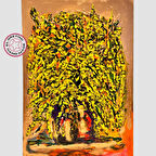 Uretti - Özge 6766 - Yağlı Boya Mimoza Gold Tablo 35 x50cm