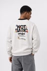 Erkek Not Basic Project Baskılı Oversize Sweatshirt Ekru