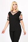 Kısa Kol  Büyük Beden Bluz 20E-17831
