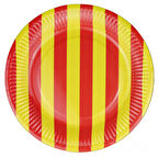 TABAK KARTON ÇİZGİLİ SARI KIRMIZI 23 CM 8 ADET