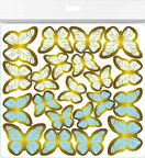 KELEBEK DEKORATİF SÜS VARAKLI MAVİ 1 SET 63 ADET