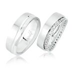 Harem Altın Taşlı Beyaz Altın Alyans 2103-2