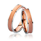 Rose Beyaz Bombeli Altın Alyans 2104-2