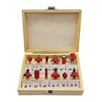 12 Parça Ahşap Freze Uç Seti 6 mm Sap