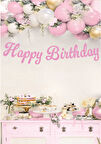 Happy Birthday Pembe Kaligrafi Banner