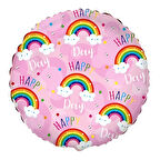 Gökkuşağı Pembe Folyo Balon 18 inç 46 cm