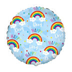 Gökkuşağı Mavi Folyo Balon 18 inç 46 cm