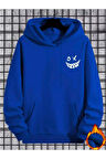 Gülümseyen Yüz Baskılı Kapüşonlu Sweatshirt
