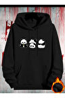 Sevimli Pandalar Baskılı Kapüşonlu Sweatshirt
