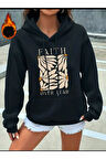 Faith Over Baskılı Kapüşonlu sweatshirt