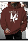 NYC Baskılı kapüşonlu Cepli Sweatshirt