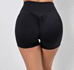 Sportif kadın bisiklet egzersiz tayt şort siyah renk