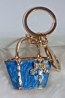 Üç Boyutlu Fiyonklu Çanta Figürlü Anahtarlık Mavi