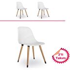 ESTELİA ABANT SANDALYE  BEYAZ  AHŞAP  NATUREL AYAKLI 2Lİ TAKIM