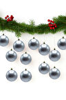 Waldern Yılbaşı Çam Ağacı Süsü Gümüş 4 cm Mat 12li Cici Top