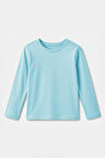 %100 Pamuklu Kız ve Erkek Çocuk  Unisex Uzun Kollu Basic Tshirt Mavi